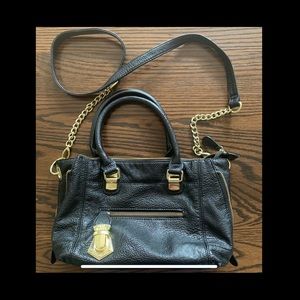 Steve Madden Black & Gold Zip Crossbody Handbag